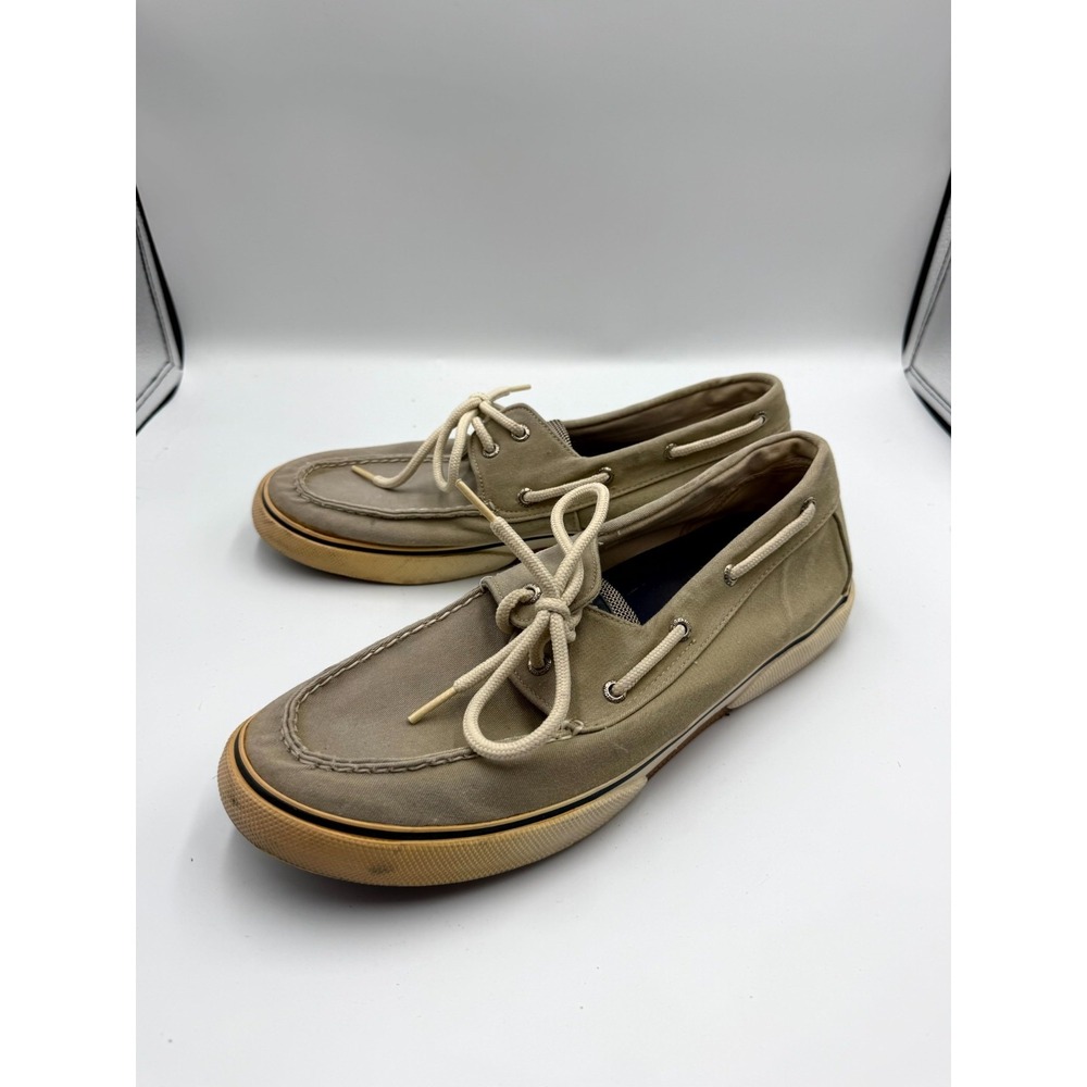 Sperry Top-Sider 0777916 Mens 11.5 M Khaki Canvas Moc Toe Slip On Boat Shoes